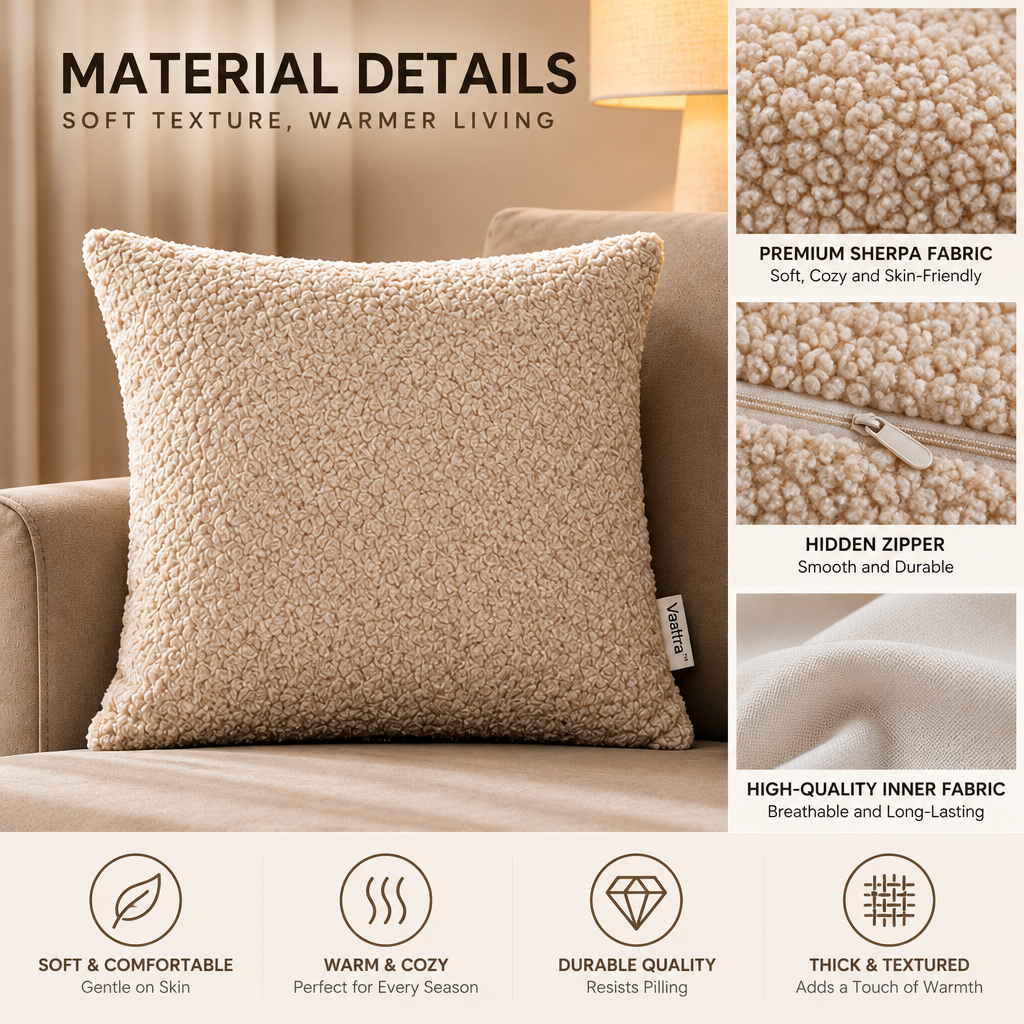 Vedfra™ Warm Taupe Textured Throw Pillow Set for Cozy Spaces