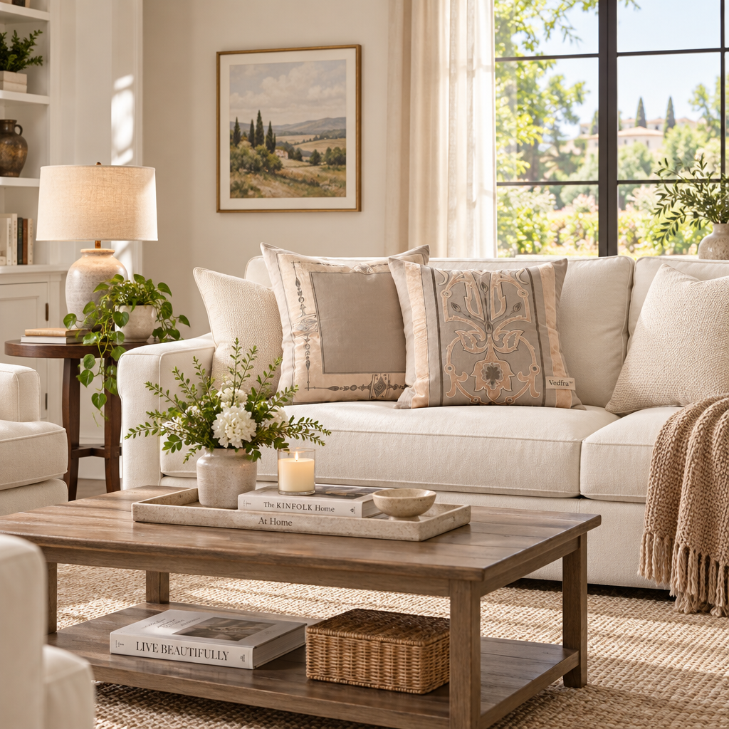 Vedfra™ Ornate Medallion Accent Pillow for Refined Sofa Styling