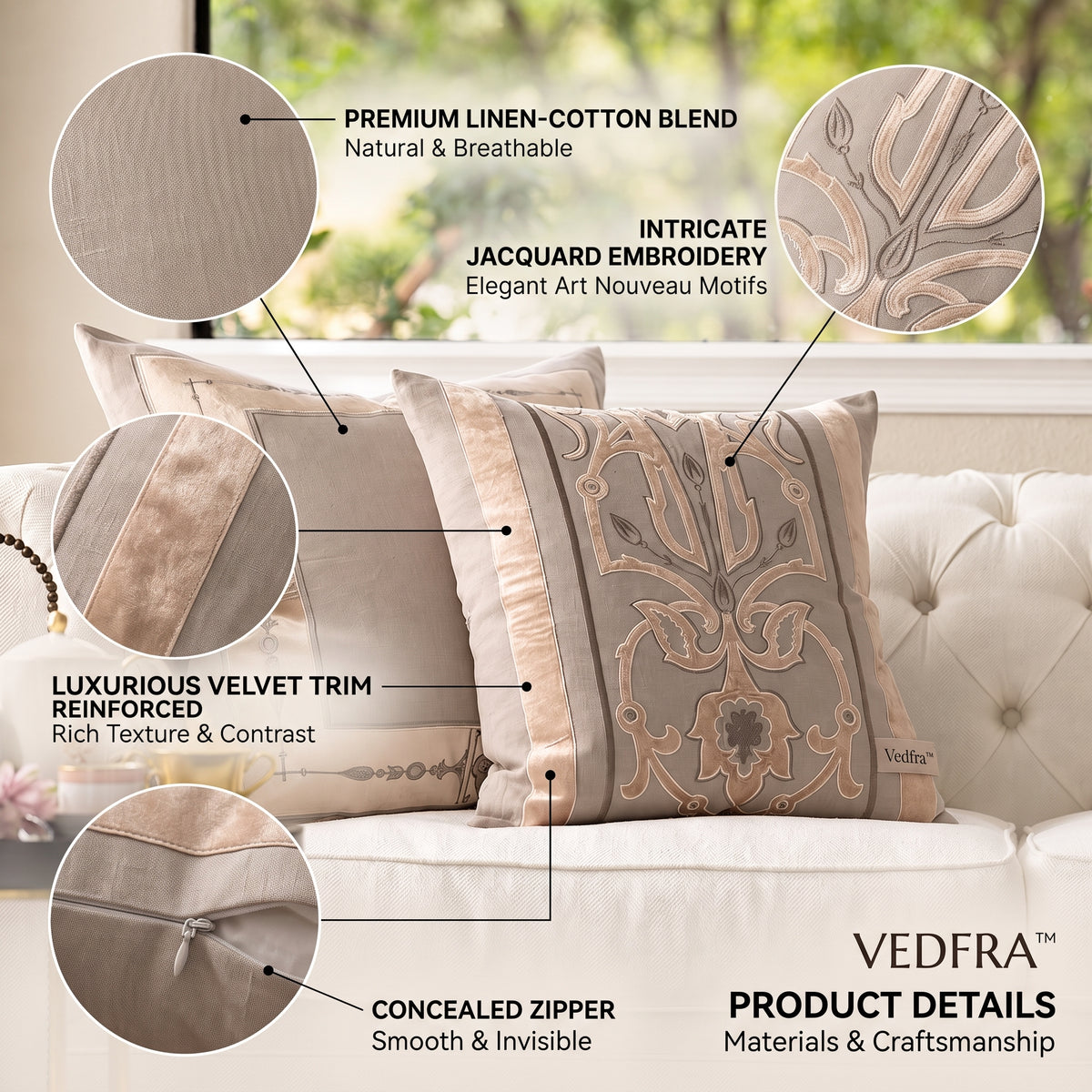 Vedfra™ Ornate Medallion Accent Pillow for Refined Sofa Styling