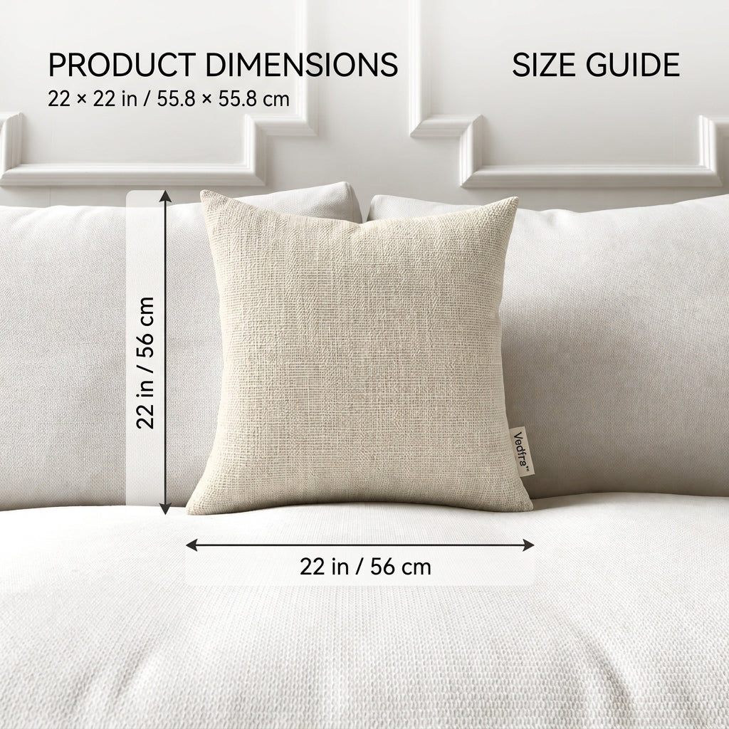 Vedfra™ Minimal Ivory Textured Cushion for Everyday Sofa Styling