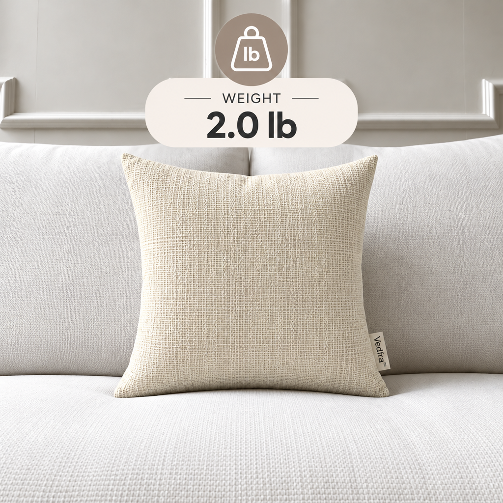 Vedfra™ Minimal Ivory Textured Cushion for Everyday Sofa Styling
