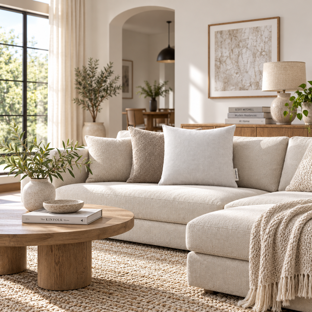 Vedfra™ Textured Neutral Pillow Pair for a Polished Living Room
