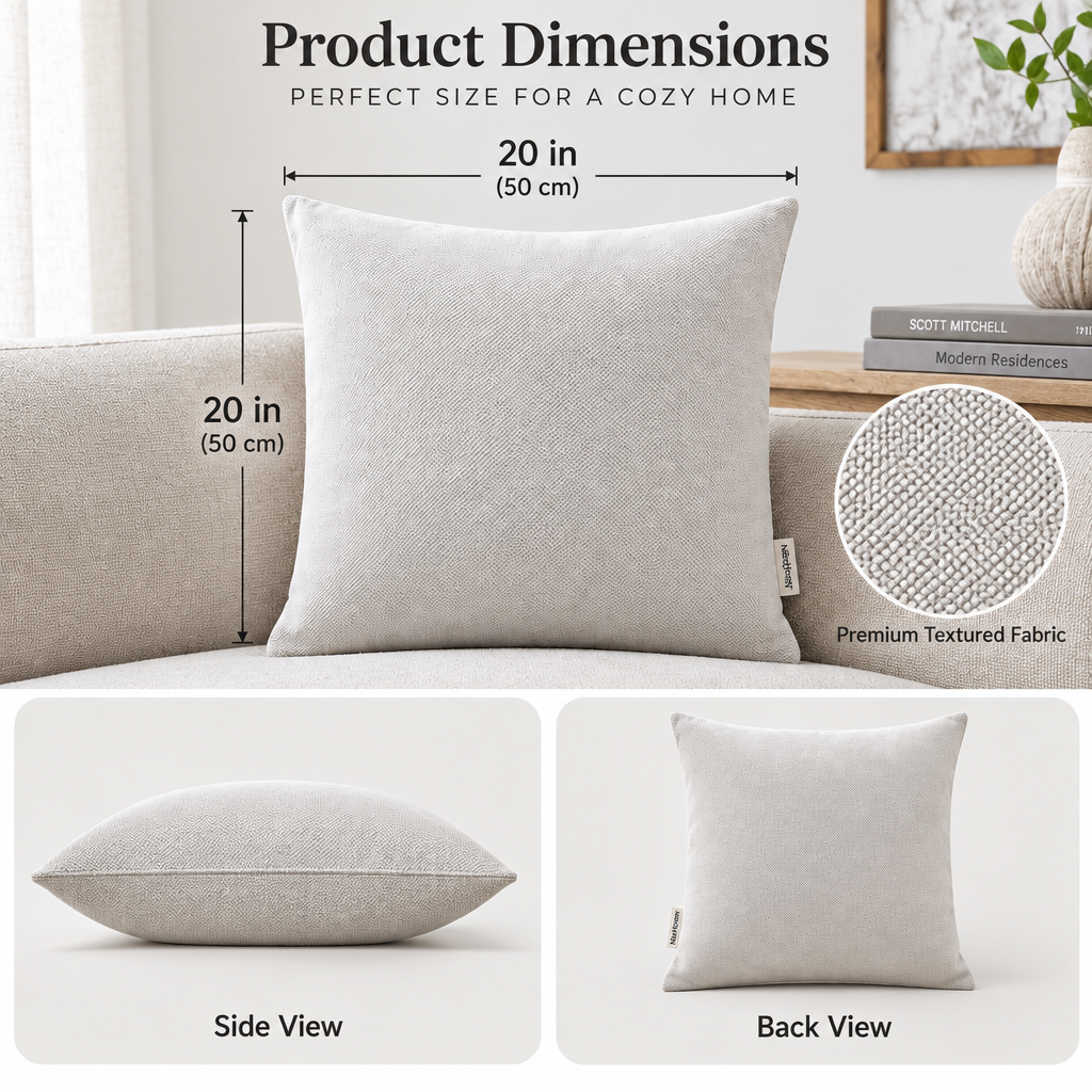 Vedfra™ Textured Neutral Pillow Pair for a Polished Living Room