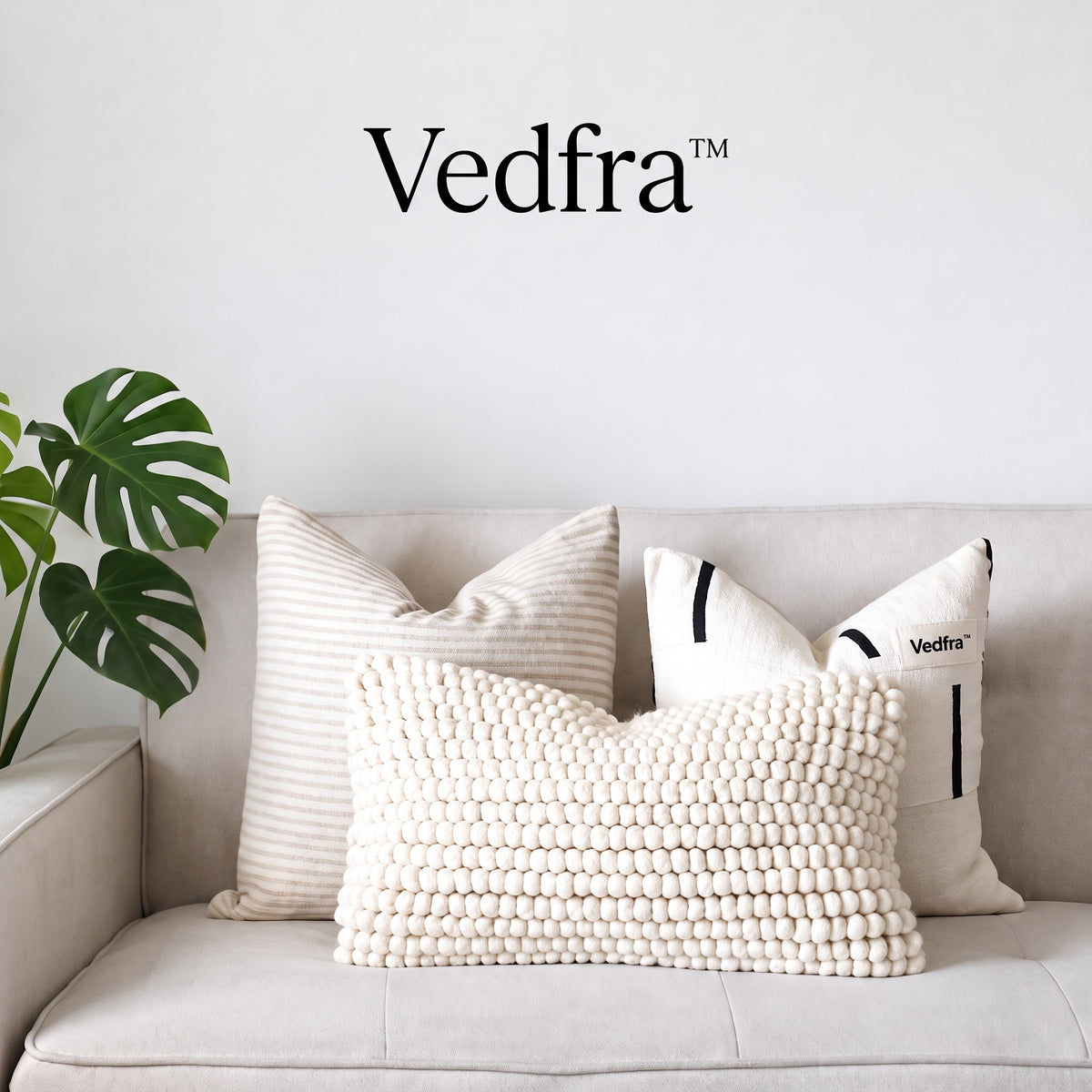 Vedfra™ Chunky Knit Ivory Lumbar Pillow for Cozy Layering