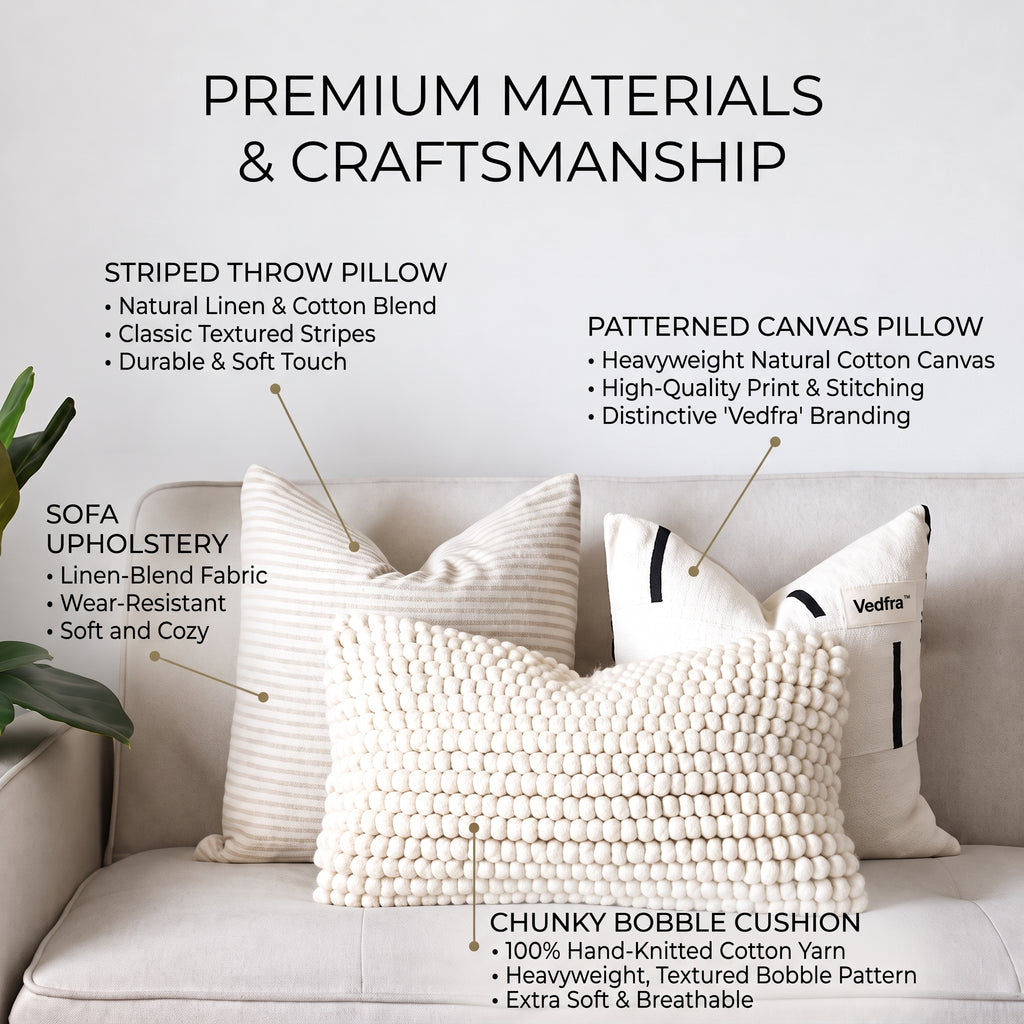 Vedfra™ Chunky Knit Ivory Lumbar Pillow for Cozy Layering