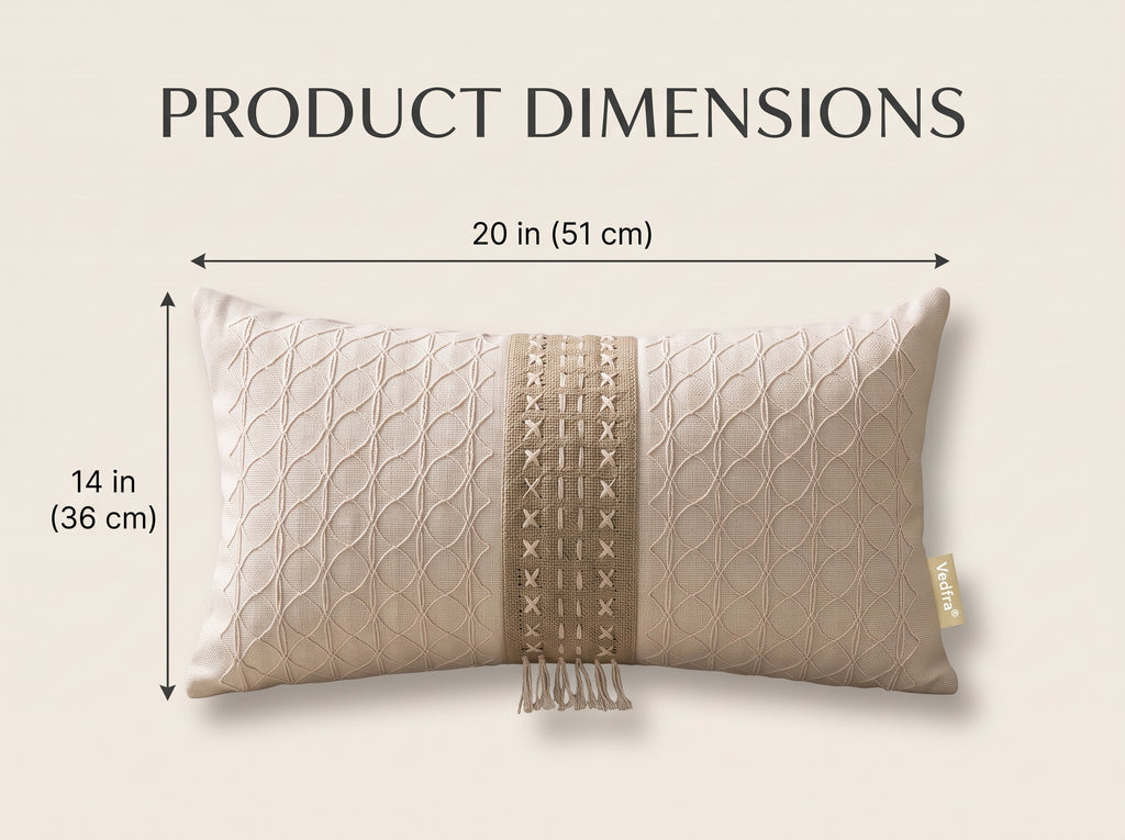 Vedfra™ Neutral Embroidered Pillow Arrangement for Sofa Styling