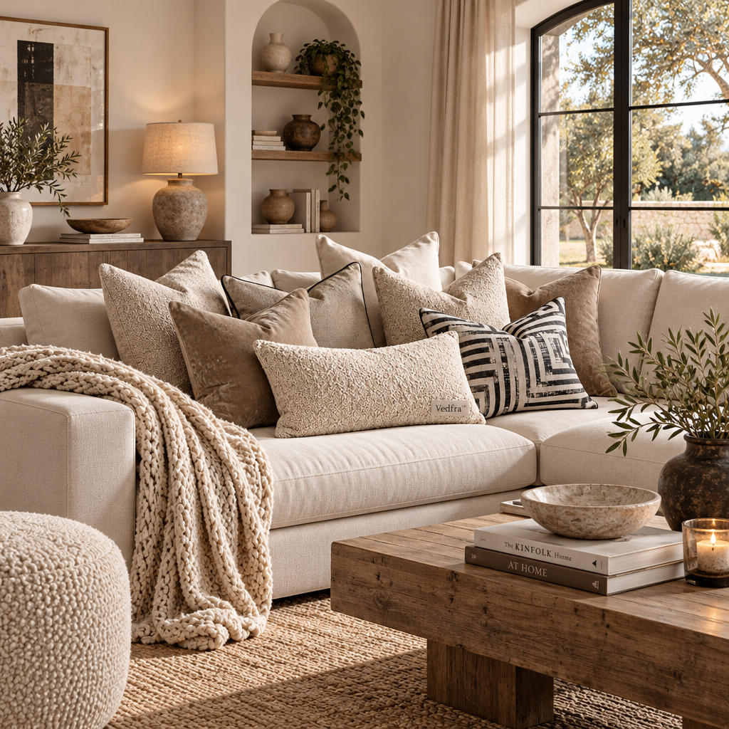 Vedfra™ Cozy Neutral Cushion Styling Set for Modern Living Rooms