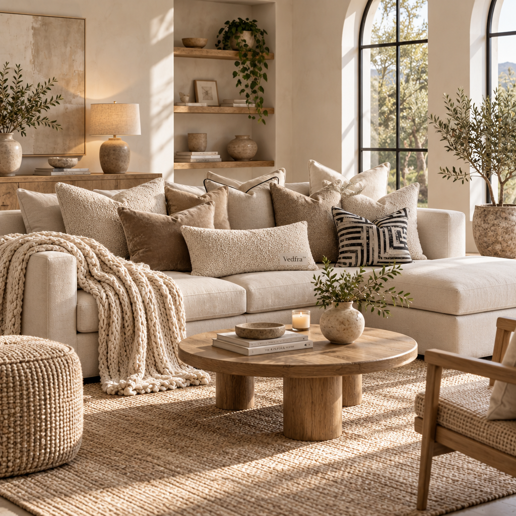 Vedfra™ Cozy Neutral Cushion Styling Set for Modern Living Rooms