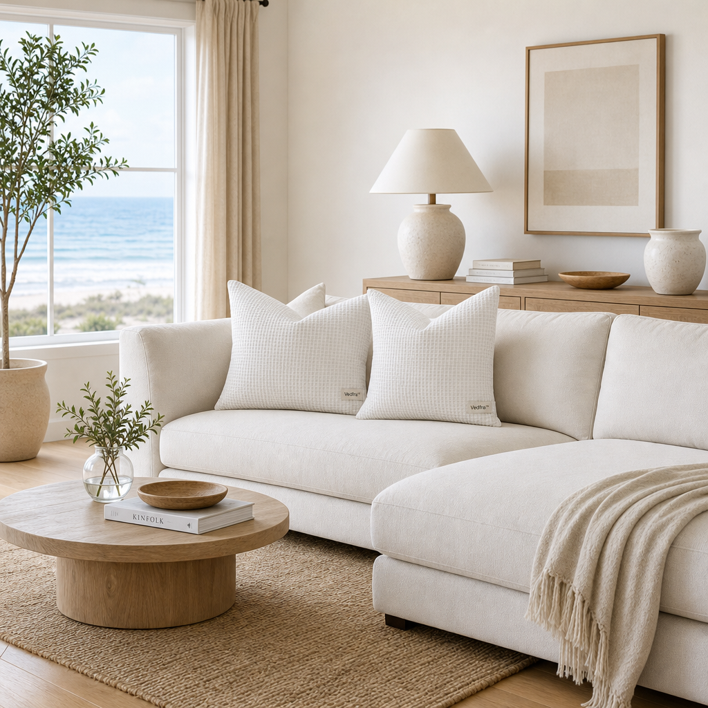Vedfra™ Coastal Ivory Sofa Pillow Set for Airy Home Interiors