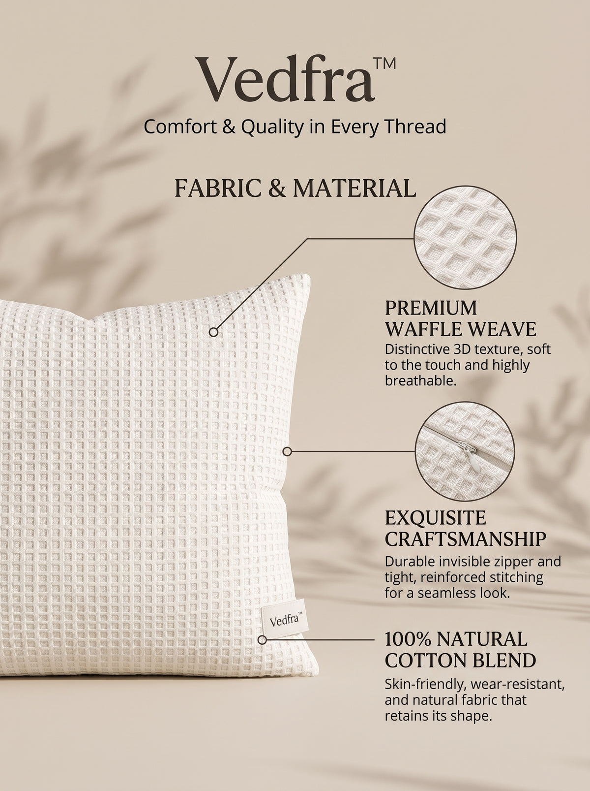 Vedfra™ Coastal Ivory Sofa Pillow Set for Airy Home Interiors